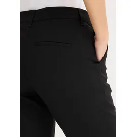 bonprix Anzughose BONPRIX "Anzugshose", Damen, Gr. 42, K-Gr, schwarz (schwarz (länge: kurz)), Obermaterial: 76% Polyester, Viskose, 2% Elasthan, slim fit, Hosen Anzughose, aus Polyester, Viskose und Elasthan, schmale Passform