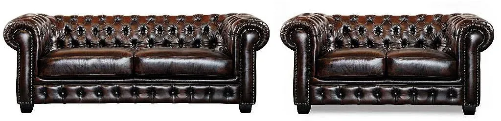 Chesterfield Ledersessel - Büffelleder - Rotbraun - BRENTON