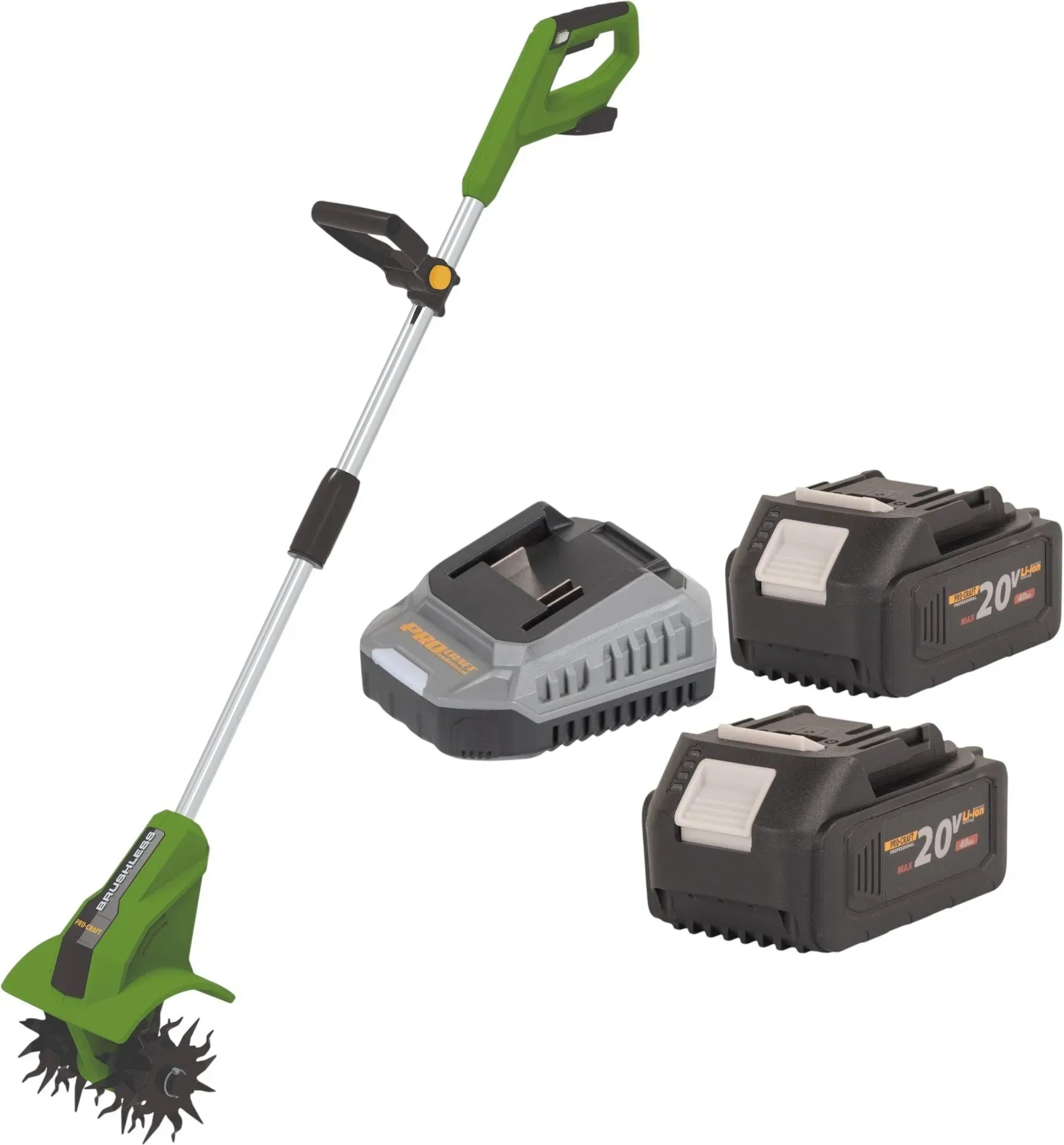 Procraft CT20bb Akku Kultivator 20 V 224 mm Brushless + 2x Akku 4,0 Ah + Ladegerät