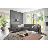 PLACES OF STYLE Ecksofa »Pinto, 290 cm, Ottomane links / rechts«, Cord, Feincord, Luxus-Microfaser Leder und Chenille, schwarz