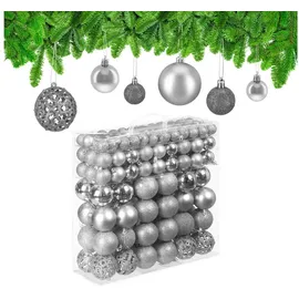 Relaxdays Weihnachtskugeln im 150er Set, Silber