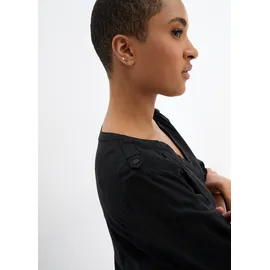 bonprix Tunika BONPRIX "Tunikabluse aus softer Viskose", Damen, Gr. 50, schwarz, Obermaterial: 100% Viskose, regular fit, Tuniken, Casual Stil, Regular Fit, mit Rundsaum, mit Knopfleiste