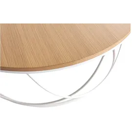 miliboo Couchtisch rund Weiß Eiche 80 cm