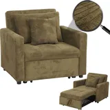 MCW Schlafsessel MCW-L90, Klappsessel Gästebett Relaxsessel, Liegefläche 200x100cm Stoff/Textil Cord ~ grün