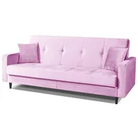 MargaretHadas24 Sofa Luna Schlafsofa im skandinavisches Stil, Couch mit Schlaffunktion und Bettkasten, Polstersofa für Wohnzimmer 213 cm (Paris 148 – rosa)