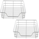 [en.casa] - 2er-Set Teleskopschublade 47x44x14 cm Stahl Silber