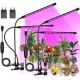 FECiDA 2-Pack 2-Head Pflanzenlampe LED, Vollspektrum Wachstumslampen für Pflanzen, 460nm/660nm/3000K Pflanzenlicht für Zimmerpflanzen, Pflanzenleuchte mit 5 Stufen Dimmbar, 3/6/12H Auto Timer