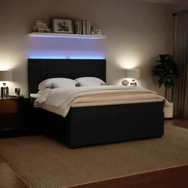 vidaXL Boxspringbett mit Matratze Schwarz 180x200 cm Samt
