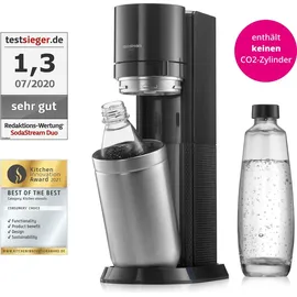 Sodastream Duo schwarz + Glaskaraffe + PET-Fasche