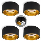 SSC-LUXon 4 Stück OLINO Deckenlampe schwarz gold rund mit wechselbare Front-Optik - GX53 Aufbauspot flach Design Deckenstrahler