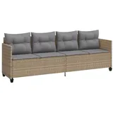 vidaXL Sonnenliege mit Kissen Beige Poly Rattan