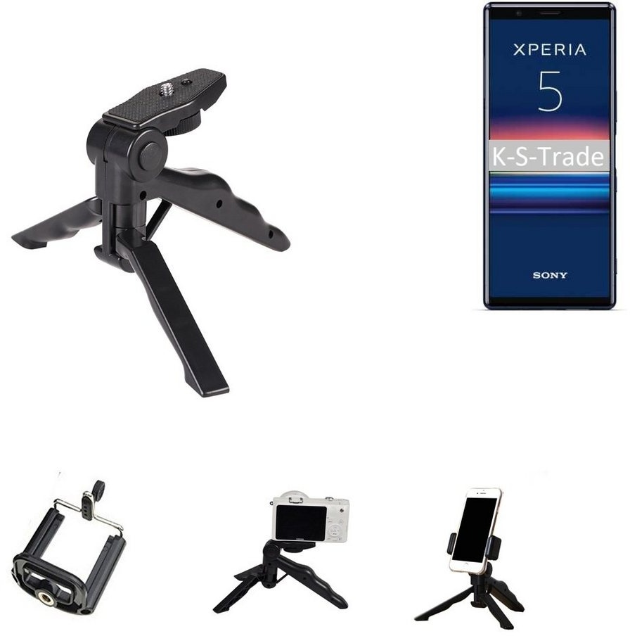 K-S-Trade für Sony Xperia 5 Smartphone-Halterung, (Stativ Tisch-Ständer Dreibein Handy-Stativ Ständer Mini-Stativ) schwarz