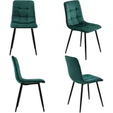 Flieks Esszimmerstuhl (4er Set, 4 St), Küchenstühle Polsterstuhl mit Rückenlehne Metallbeine Samt grün