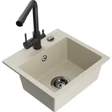 Mexen Milo 1-becken-granit-spüle mit Mischbatterie Duero, Beige - 6505-69-671600-70 - Mexen