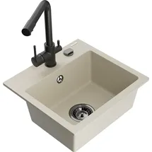 Mexen Milo 1-becken-granit-spüle mit Mischbatterie Duero, Beige - 6505-69-671600-70 - Mexen