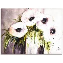Leinwandbild ARTLAND "Lila Mohn in Vase", lila (farbe bild(er): lila), B:80cm H:60cm, Canvas, Leinwand, Bilder, auf Keilrahmen gespannt