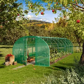 TOOLPORT Foliengewächshaus Gewächshaus 3x8m Premium mit schwenkbarer Türkonstruktion Pe-plane grün transparent