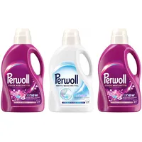 PERWOLL Flüssig-Set 3x 27 Waschladungen (81WL) 2x Color Blütenrausch & 1x White, Feinwaschmittel-Set reinigt sanft und erneuert Farben/Weiß und Fasern, mit Dreifach-Renew-Technologie