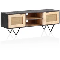 KADIMA DESIGN Lowboard Mango Massivholz / Rattan 120x44x35 cm