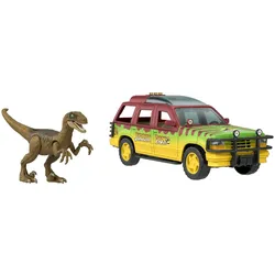 Jurassic World Epic Attack, Ford Explorer + Velociraptor mit Licht, Sound