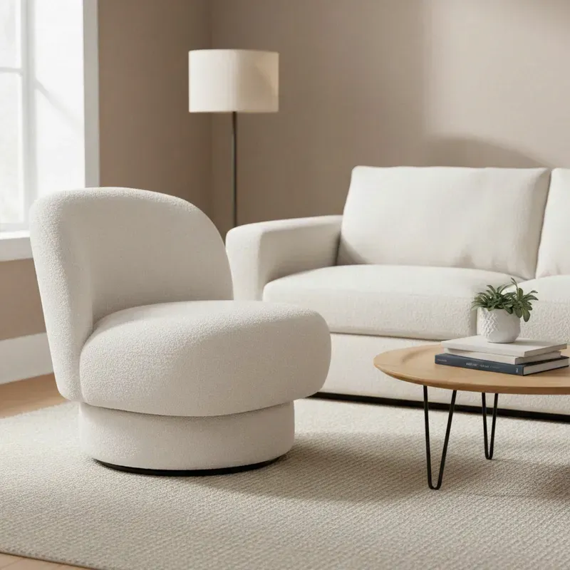 Beliani Retro, Premium, Bouclé-Sessel AYLO mit praktischer Drehfunktion und geschwungener Rückenlehne