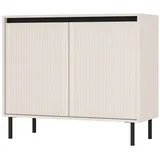 Selsey Sideboard OSAKA, Anrichte mit Riffelfronten und schwarzen Metallbeinen beige 100 cm