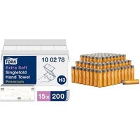 Tork extra weiche Zickzack Papierhandtücher Premium 100278 & Amazon Basics AA-Alkalibatterien, leistungsstark, 1.5 V, 100er-Pack