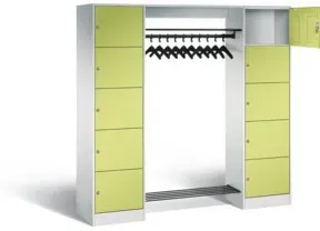 C+P Offene Garderobe Serie 8070, H1950xB1870xT480mm, Front Viridingrün, Korpus Lichtgrau (82710-00)