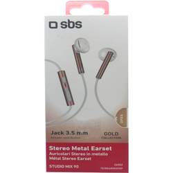 SBS In-Ear-Kopfhörer Metall Gold Kabel Annahmetaste Regulierungstaste