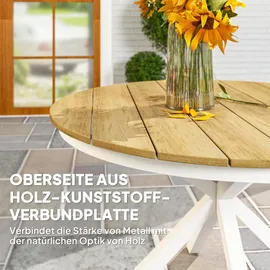 Outsunny Gartentisch Ø 118 x 74 cm Teak/beige