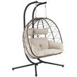 Juskys Polyrattan Doppelhängesessel Aria - Beige