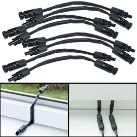 Revolt 8er-Set flache Solarkabel-Fensterdurchführungen, MC4-kompatibel, 35 cm