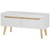 furn.design TV-Lowboard weiß matt und Eiche TV Unterteil skandinavisch 107 cm, Wohnzimmer, Wohnwände, Lowboards, Lowboards stehend