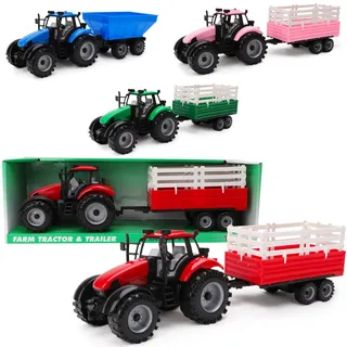 Toyland® Reibungsbetriebener Traktor mit Anhänger - Boys Farm Toys (Rot)