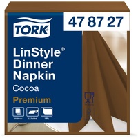 Tork 478727 Linstyle Premium Dinnerservietten Kakao / Servietten stoffähnlich und saugfähig / 1-lagig / Premium Qualität / 12 x 50 (600) Airlaid Servietten / 39 x 39 cm (B x L)