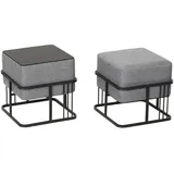 [en.casa] Hocker Tas 38 x 38 x 38 cm Hellgrau