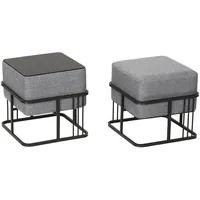 [en.casa] Hocker Tas 38 x 38 x 38 cm Hellgrau
