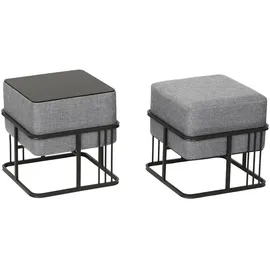 [en.casa] Hocker Tas 38 x 38 x 38 cm Hellgrau