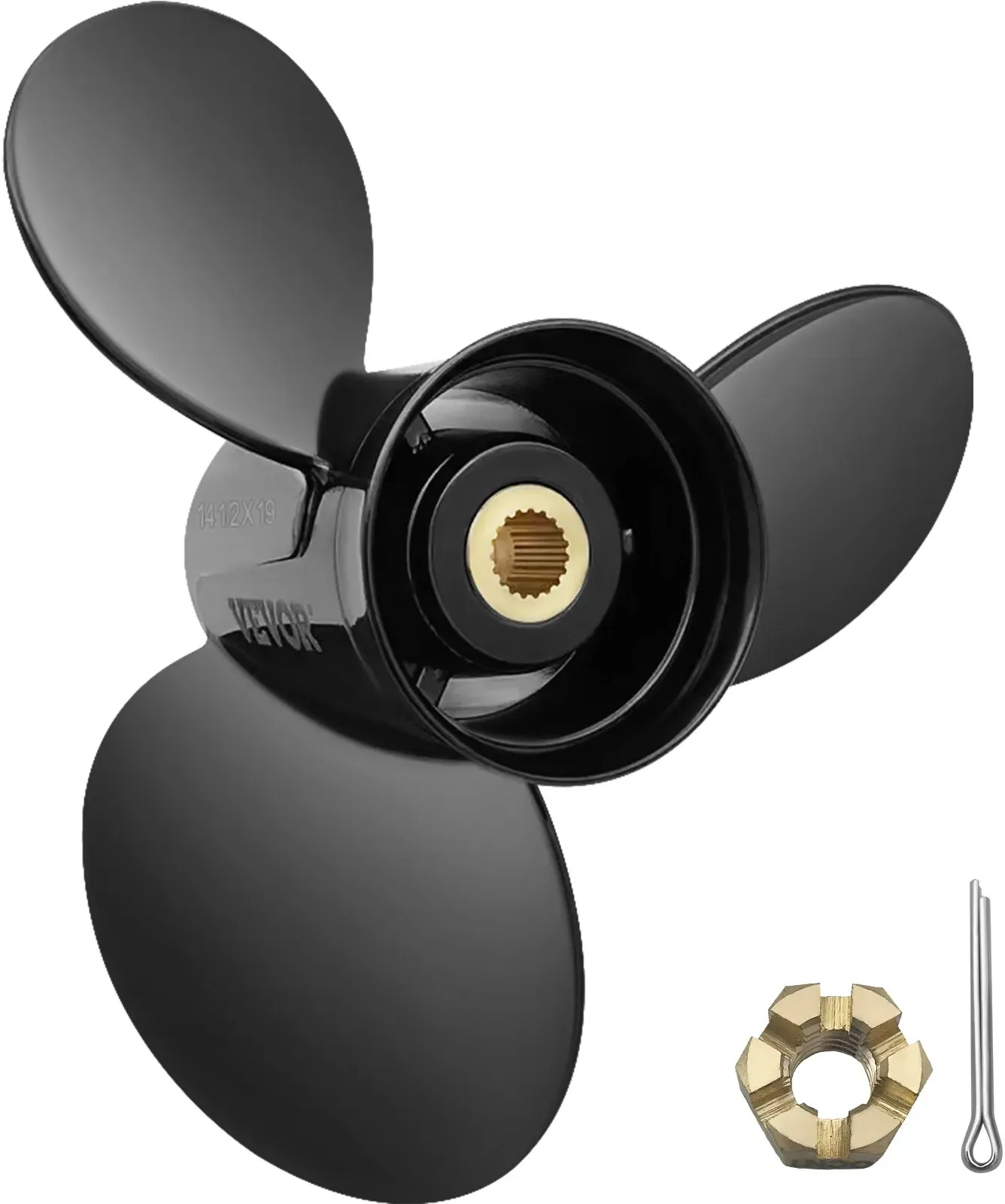 VEVOR Außenbordpropeller, Ersetzt OEM 3817468, 3-Blatt-Aluminium-Bootspropeller mit 36,8 x 48,3 cm, Kompatibel mit Volvo Penta SX-Antrieb aller Modelle, mit 19-Zahn-Keilverzahnung, Rechts