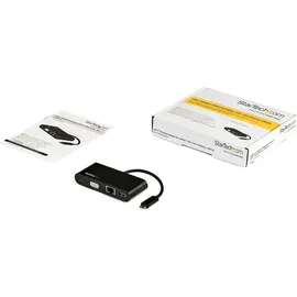 Startech StarTech.com USB-C VGA Multiport Adapter - Power Delivery (60W) - USB C Adapter für Mac, Windows, Chrome OS - Docking Station - USB-C 3 Ports), Dockingstation Hub, Schwarz