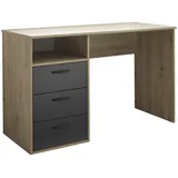 Stella Trading Boxxx Schreibtisch, Graphit, Eiche Artisan, Kunststoff, 3 Schubladen, rechteckig, 54x75x120 cm, Arbeitszimmer, Schreibtische, Bürotische