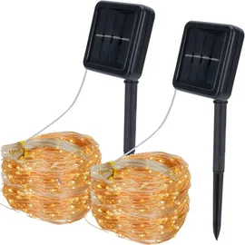 casativo-lighting Lichterkette Kupferdraht 22 m 200 LEDs inkl. Dämmerungssensor warmweiß