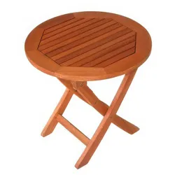 Rundtisch Holz Jena - ø 48 x 45 cm - Klapptisch aus geöltem Eukalyptusholz (FSC-zertifiziert) - witterungsbeständig - liebevoll gestaltete Tischplatte