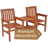 Hecht Gartenbank mit Tisch, Meranti Holz, 150kg Tragkraft, 161x6 x88,5 cm braun