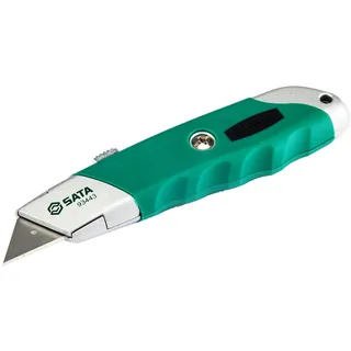 SATA ST93443SC Einziehbares Universalmesser extra scharf aus Vollmetall mit rutschfestem 2 Komponenten Griff