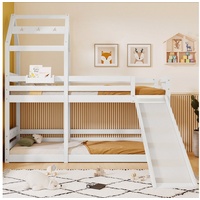 BlingBin Etagenbett Kinderbett Baumhaus Hochbett für Kinder (1-St., mit Rutsche & Leiter 90 x 200 cm), Rundum-Absturzschutz weiß 226 cm x 212 cm x 209 cm