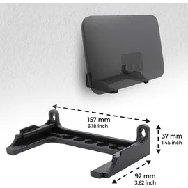 mobilefox Wandhalterung passend für Telekom Speedport Smart 4 Router Wandhalter WLAN Halterung Halter mit Kabelmanagment, | Schwarz