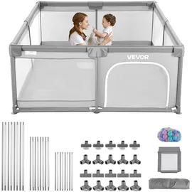 Vevor Baby-Laufstall, 2000x1785 mm, Spielstall für Kleinkinder, Spielplatz für drinnen & draußen, Sicherheits-Aktivitätszentrum mit 50 Ozeanbällen, Tür mit Reißverschluss & atmungsaktivem Netz