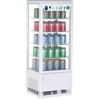 METRO Professional Panorama Kühlvitrine GGC2098, 42.8 x 38.6 x 111 cm, 98 L, 4 verstellbare Einlegeböden, LED-Beleuchtung, Weiß