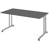 HAMMERBACHER ZS16 höhenverstellbarer Schreibtisch grafit rechteckig, C-Fuß-Gestell silber 160,0 x 80,0 cm